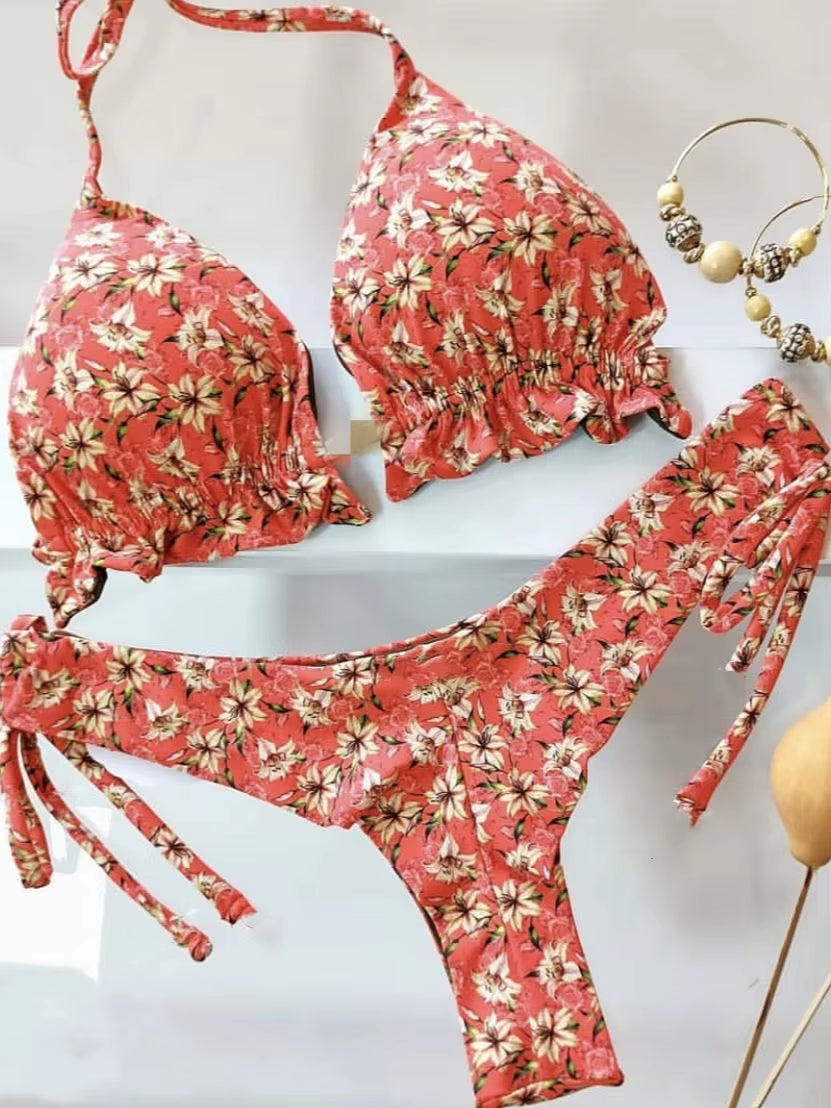 2022 Bikini Set Women Swimwear Push up Swimsuit Bottom Print Brazilian Biquini Bathing Suit Swim Wear Beach