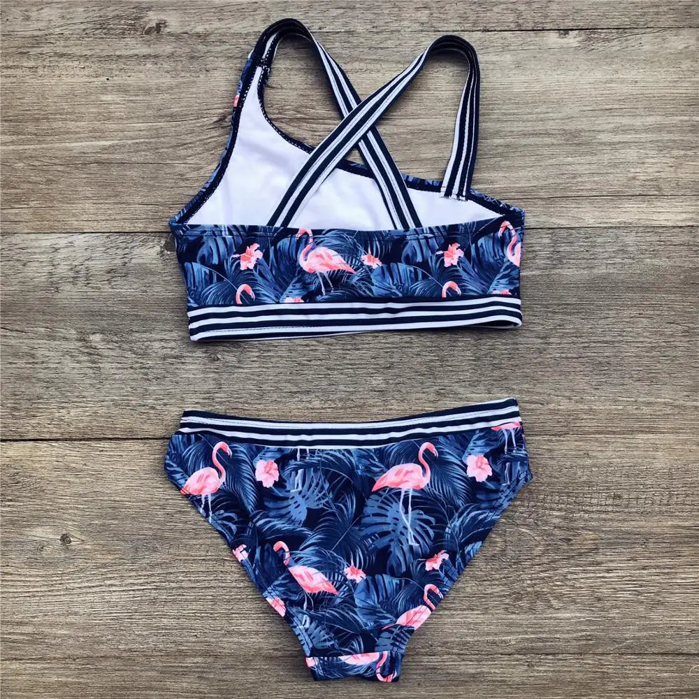 Children Swimwear 3-14 Years Bikinis Girls Two Piece Swimsuits Kids Bathing Suits Cartoon 2PCS Girl Beach Swim Wear Biquini Set