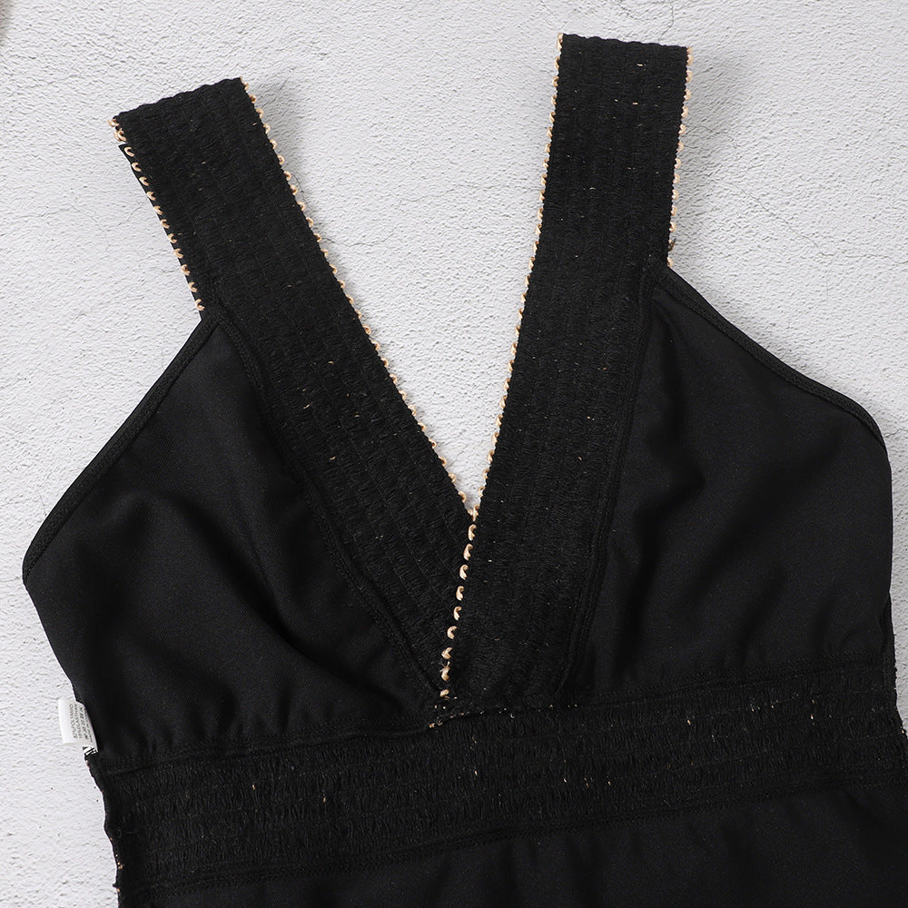 Black Slim One-Piece Swimsuit