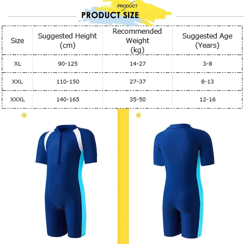 Kids Boy Girls Swimsuit Short Sleeve One Piece Zip Bathing Suit Swimming Suit Beach Holiday Shorty Swimwear Costume