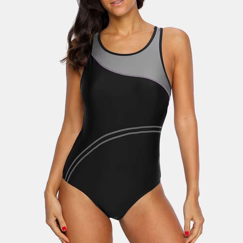 One Piece Women Sports Swimwear Sport Swimsuit Patchwork Swimsuit Striped Swimsuit Women Bikini Beach Wear Bathing Suit