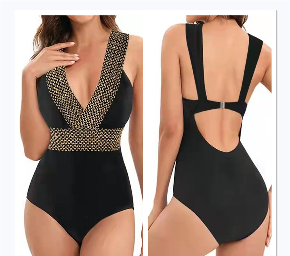 Black Slim One-Piece Swimsuit