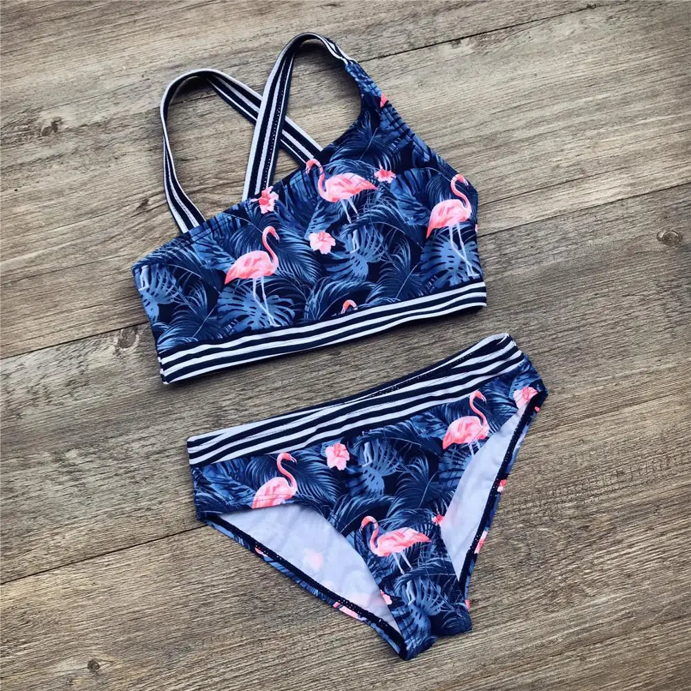 Children Swimwear 3-14 Years Bikinis Girls Two Piece Swimsuits Kids Bathing Suits Cartoon 2PCS Girl Beach Swim Wear Biquini Set