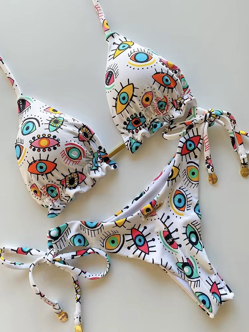 2022 Bikini Set Women Swimwear Push up Swimsuit Bottom Print Brazilian Biquini Bathing Suit Swim Wear Beach