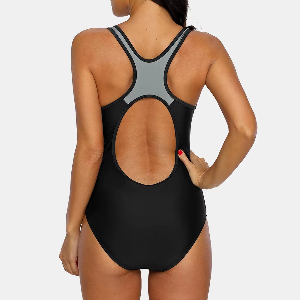 One Piece Women Sports Swimwear Sport Swimsuit Patchwork Swimsuit Striped Swimsuit Women Bikini Beach Wear Bathing Suit