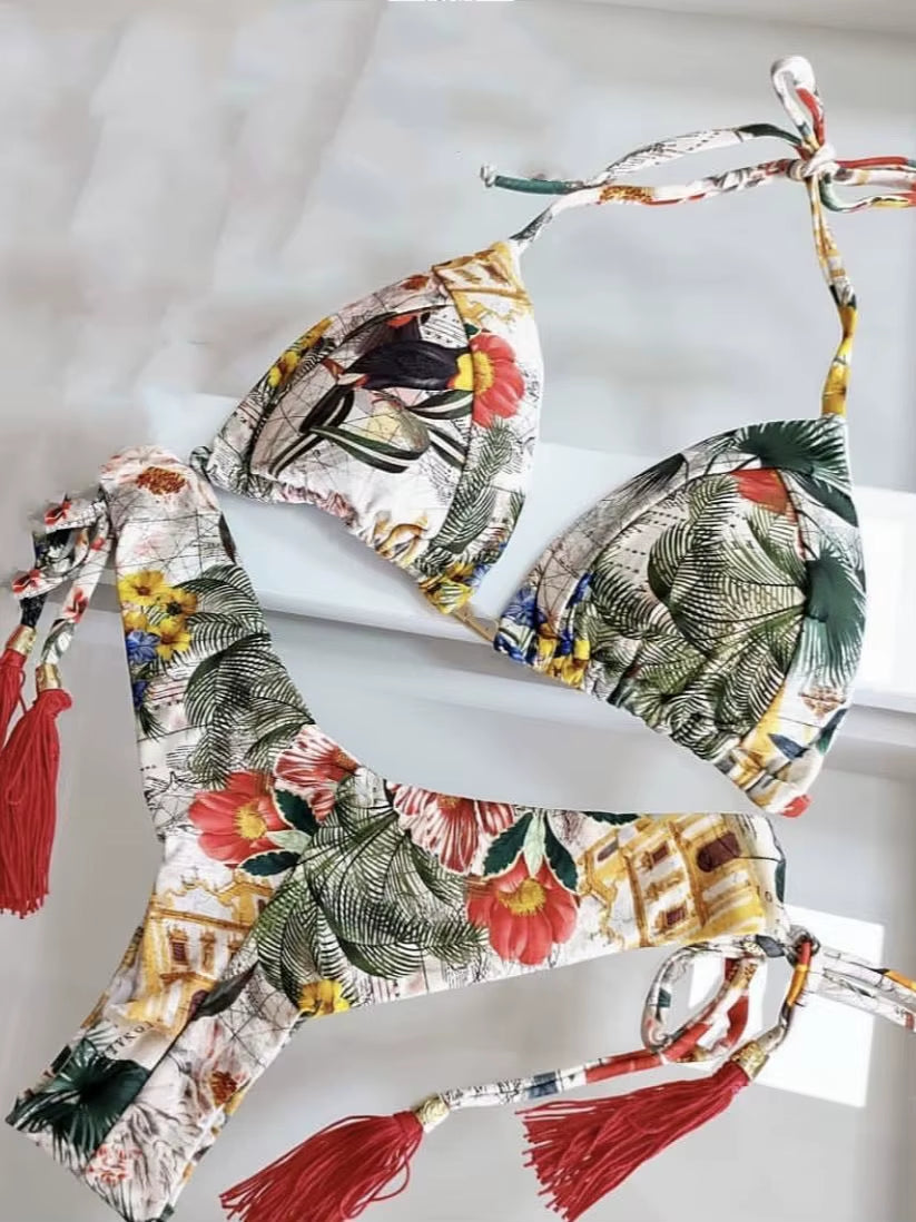 2022 Bikini Set Women Swimwear Push up Swimsuit Bottom Print Brazilian Biquini Bathing Suit Swim Wear Beach