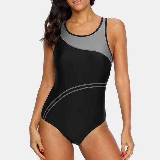 One Piece Women Sports Swimwear Sport Swimsuit Patchwork Swimsuit Striped Swimsuit Women Bikini Beach Wear Bathing Suit