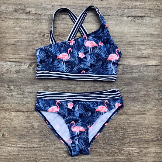 Children Swimwear 3-14 Years Bikinis Girls Two Piece Swimsuits Kids Bathing Suits Cartoon 2PCS Girl Beach Swim Wear Biquini Set